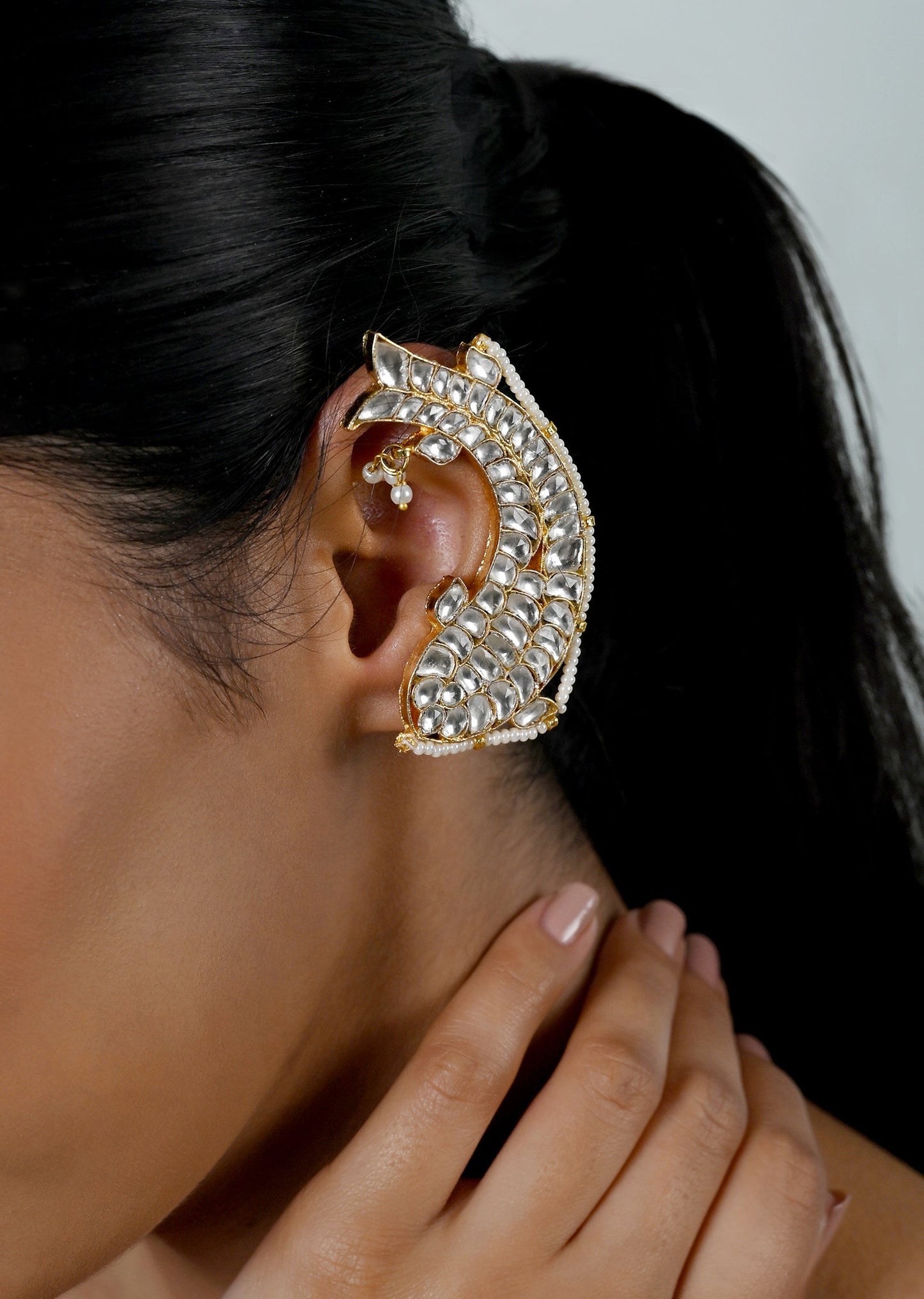 Ivory Jadau Kundan Ear Cuffs