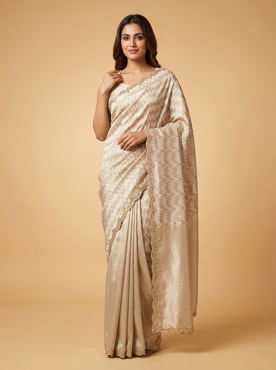 Ivory Off-White Pure Elegance Saree