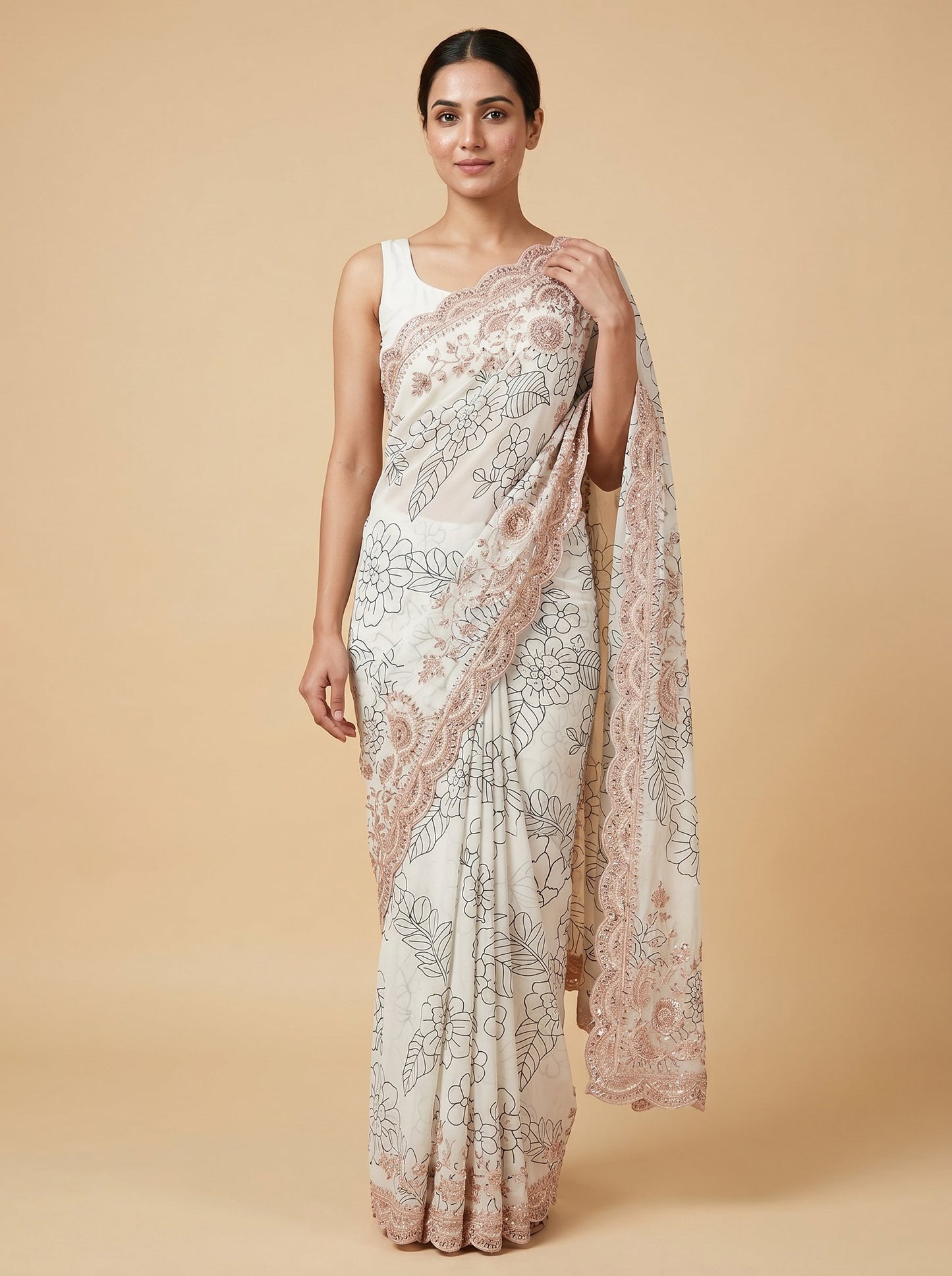 Ivory White Elegance Saree