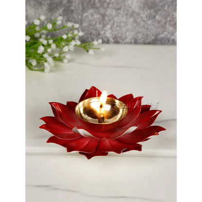 CraftVatika Kamal Diya Deepak Lotus Brass Diyas Oil Lamp Pooja