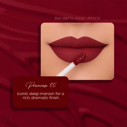 Parul Garg Beauty Silk Matte Liquid Lipstick, Long Lasting & Transfer-Proof - Primrose, Deep Maroon