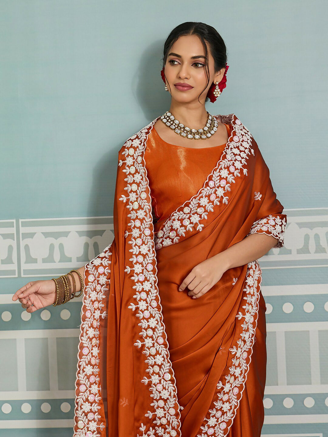 Teeya Creation New Trendy Party Wear Soft Silk Saree-Orange