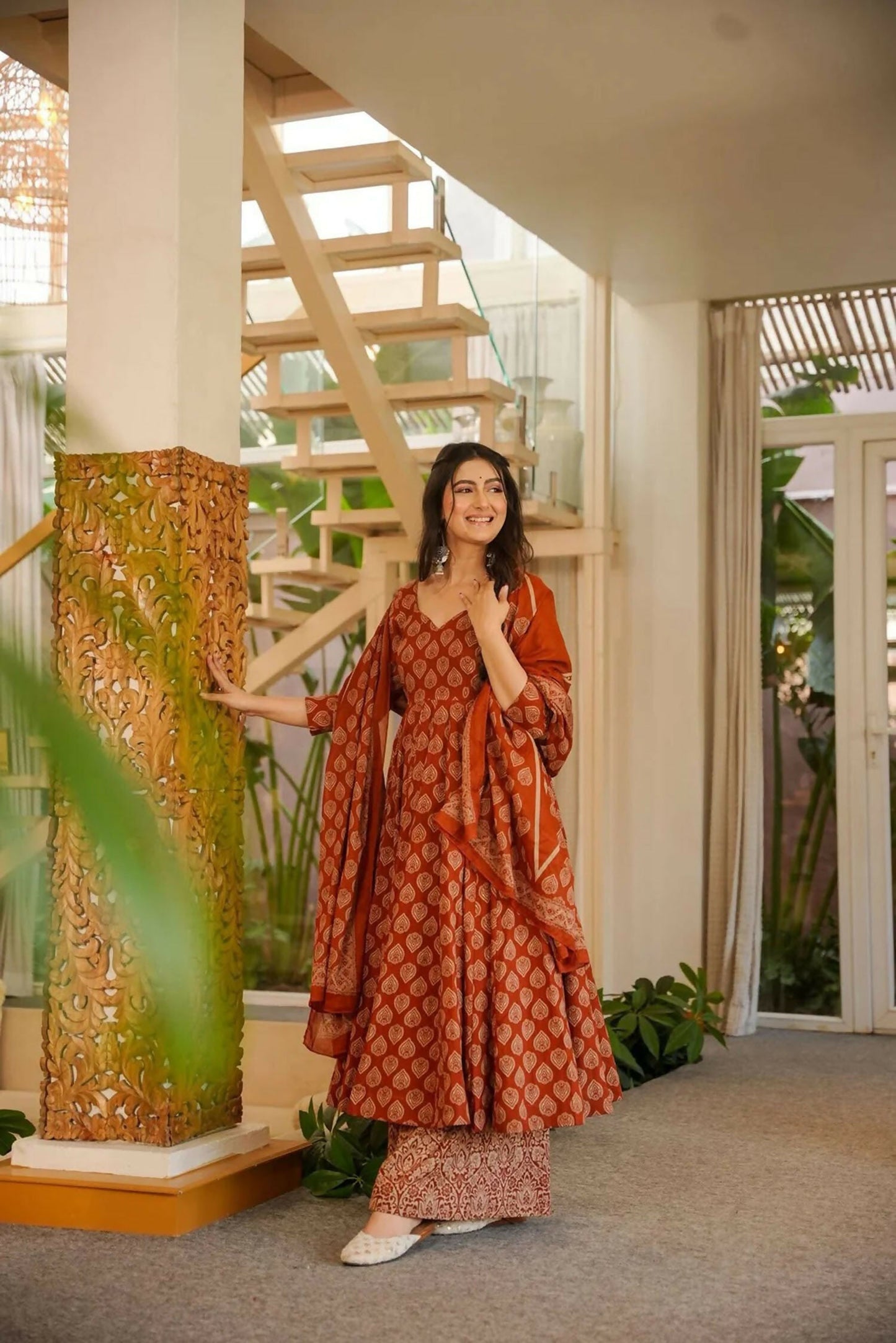 Aayaa Designer Cotton Silk Suit - Maroon