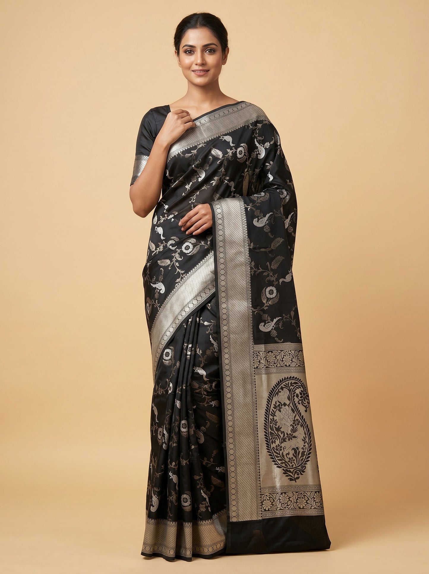 Jet Black Glow Saree