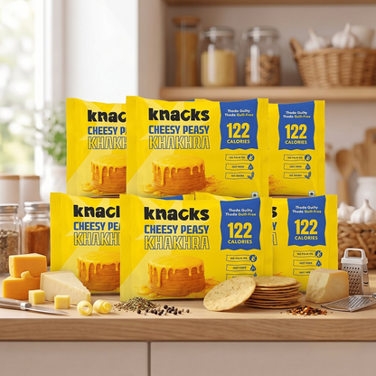 Knacks Coin Khakhra Crisps - Cheesy Peasy Flavour