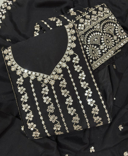 KC Latest Cocktail Wear Black Chinon Sharara Suit For Women