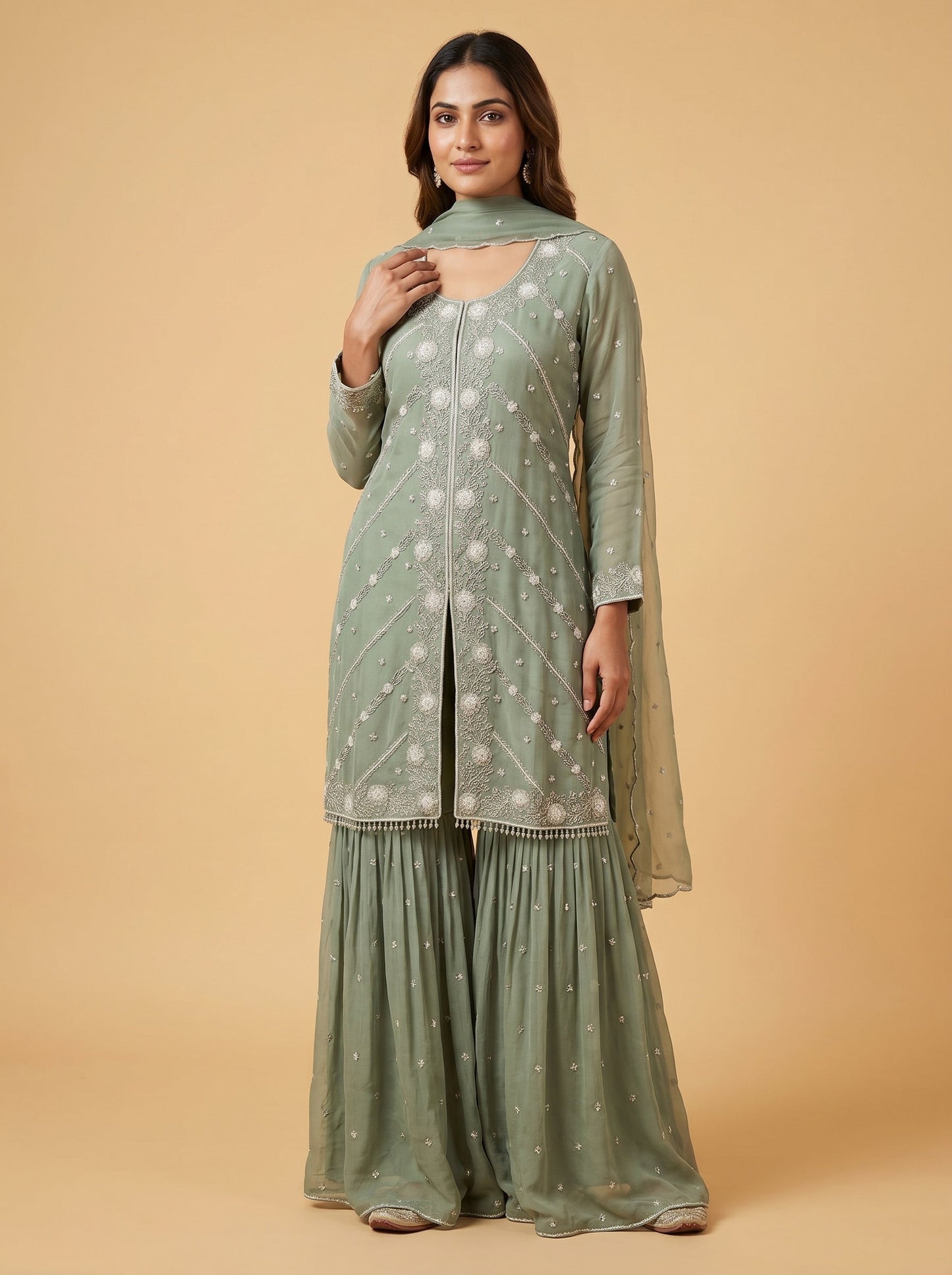 Jungle Green Sharara Set