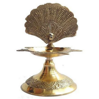 CraftVatika Brass Peacock Diya Oil Lamp (Type 1)
