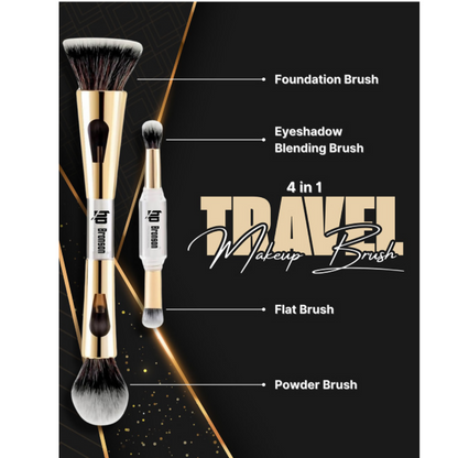 Bronson Professional 4 in 1 Travel Brush Foundation Brush, Powder Brush, Eyeshadow Brush, Flat Brush