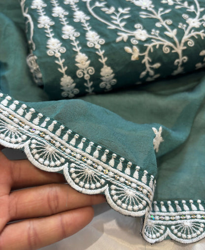KC Aqua Blue Summer Wear Rangoli Silk Straight Suit For Women