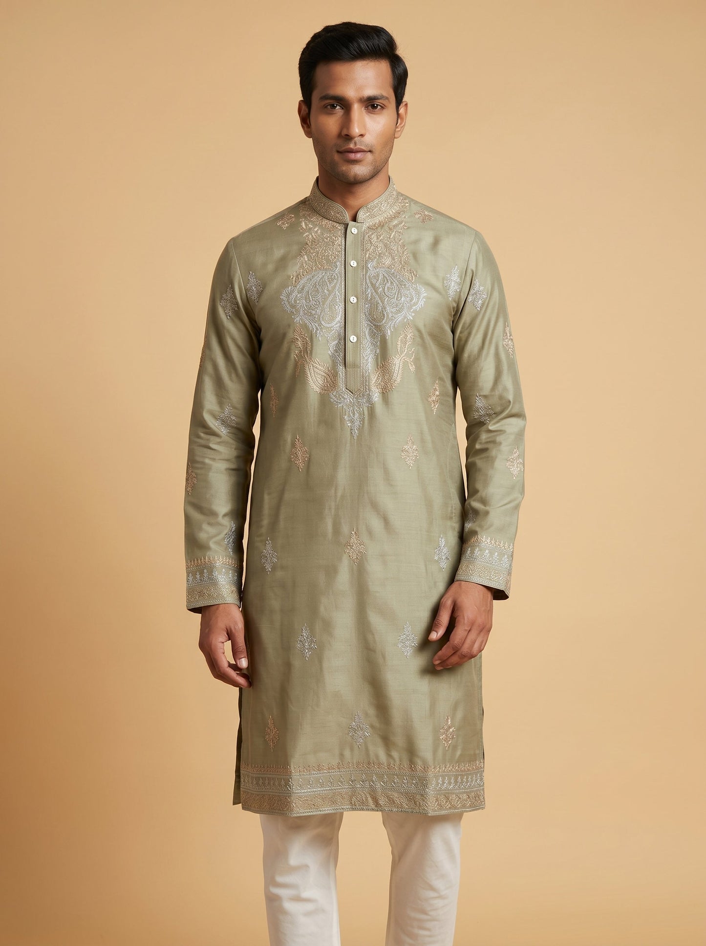 Khaki Straight Kurta Set