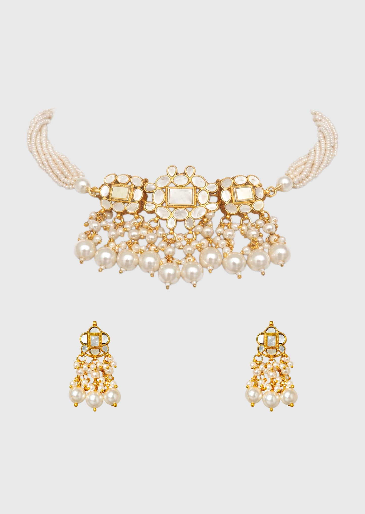 Kundan And Mother Of Pearl Necklace Set