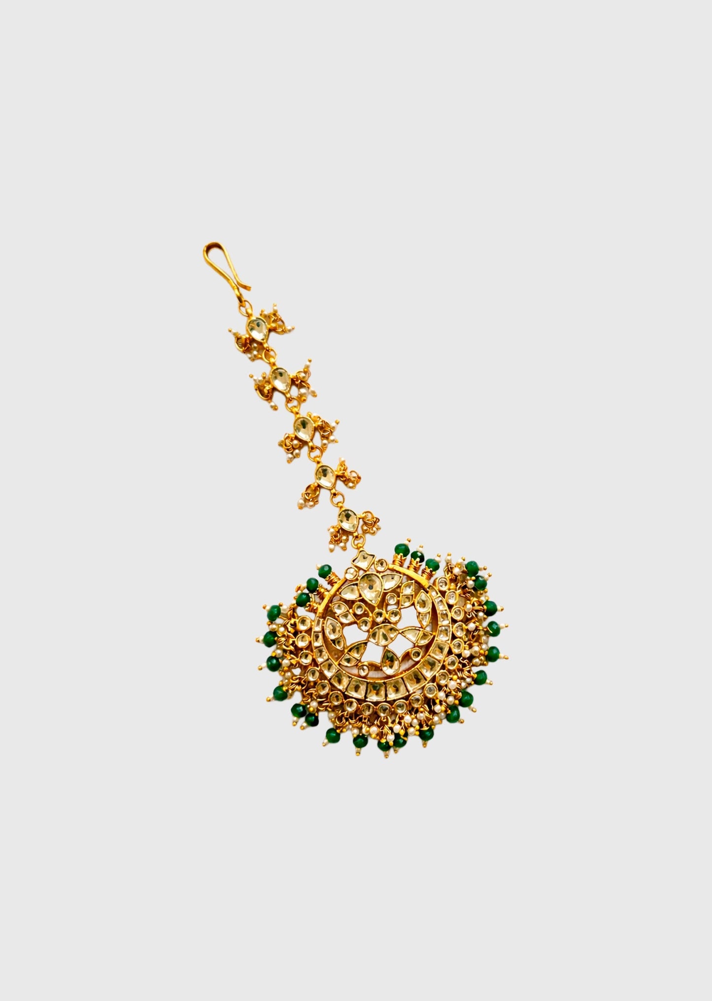 Kundan Maang Tikka With Green Drops