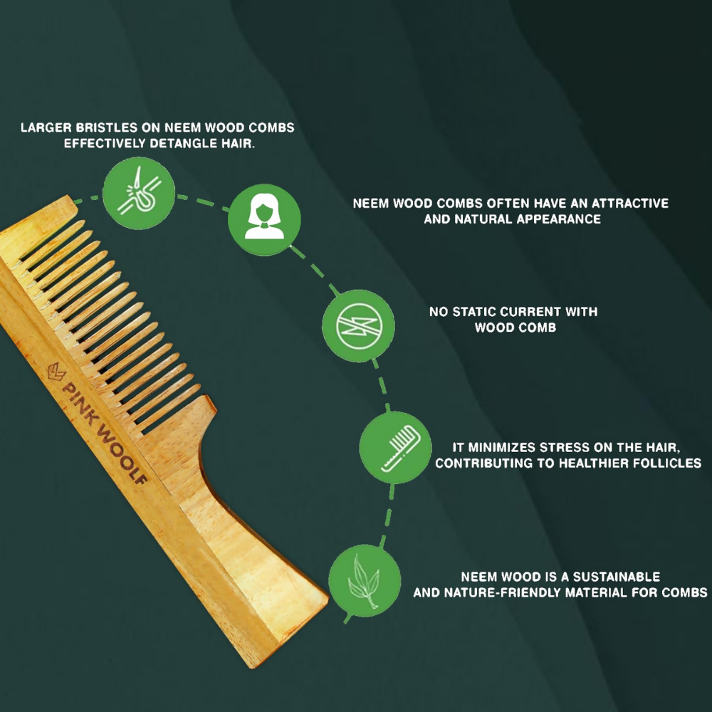 Pink Woolf Neem Wood Comb