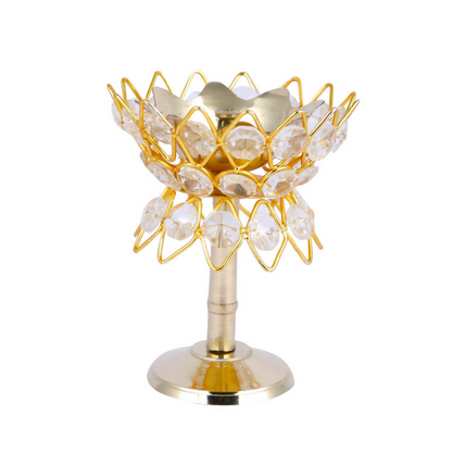 CraftVatika Brass Crystal Kerala Diya Stand