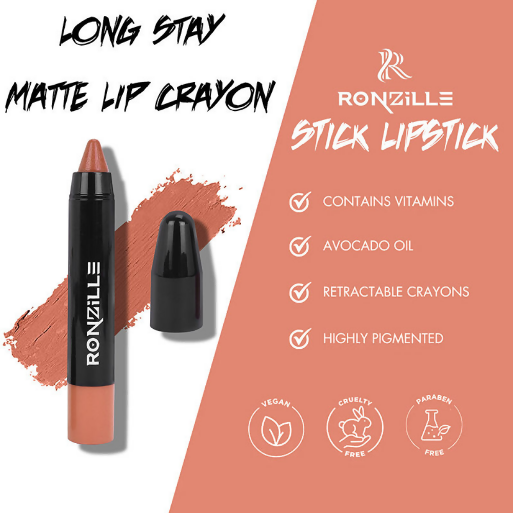 Ronzille Long Stay Matte Lip Crayon - Soft Peach