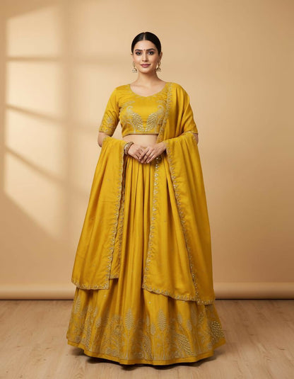 Teeya Creation New Womens Latest Embroidered Designer Lehenga Choli Set - Yellow