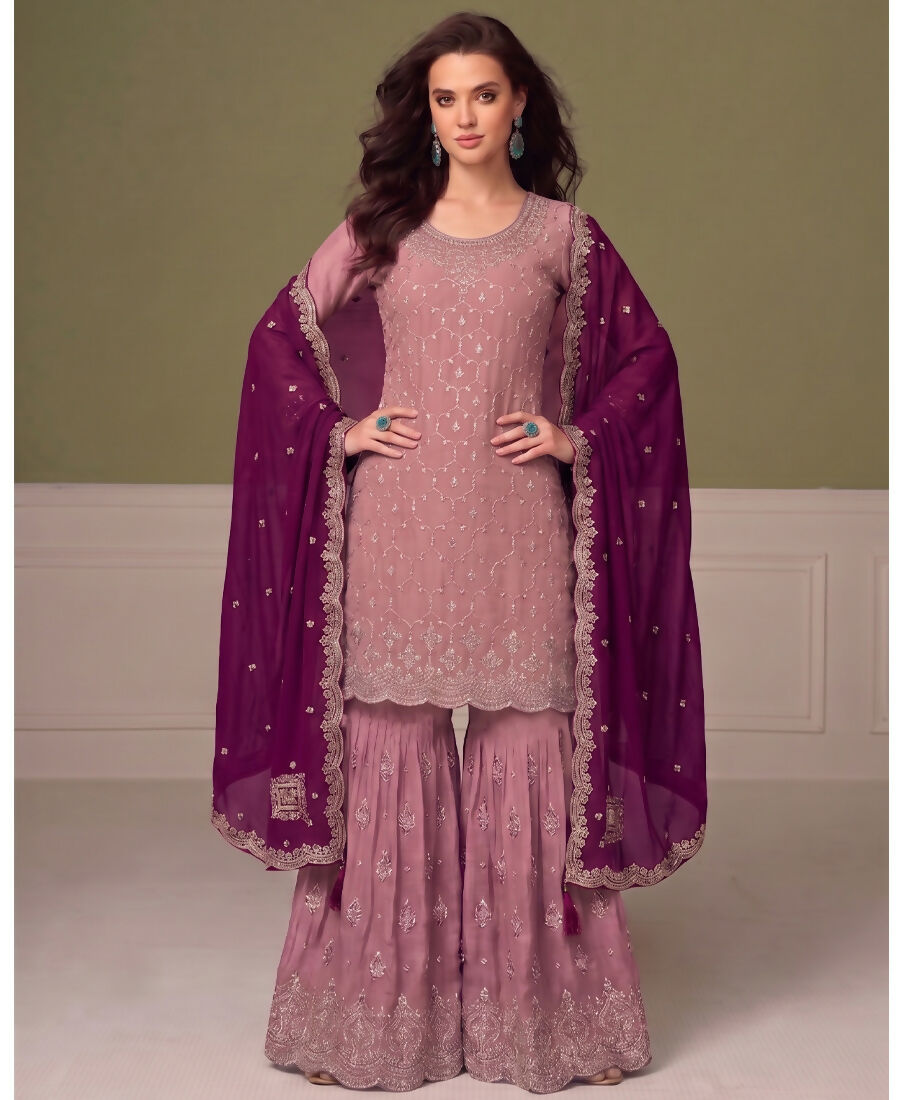 KC Heavy Chinon Peach Salwar Suit For Women Ethnic Wear