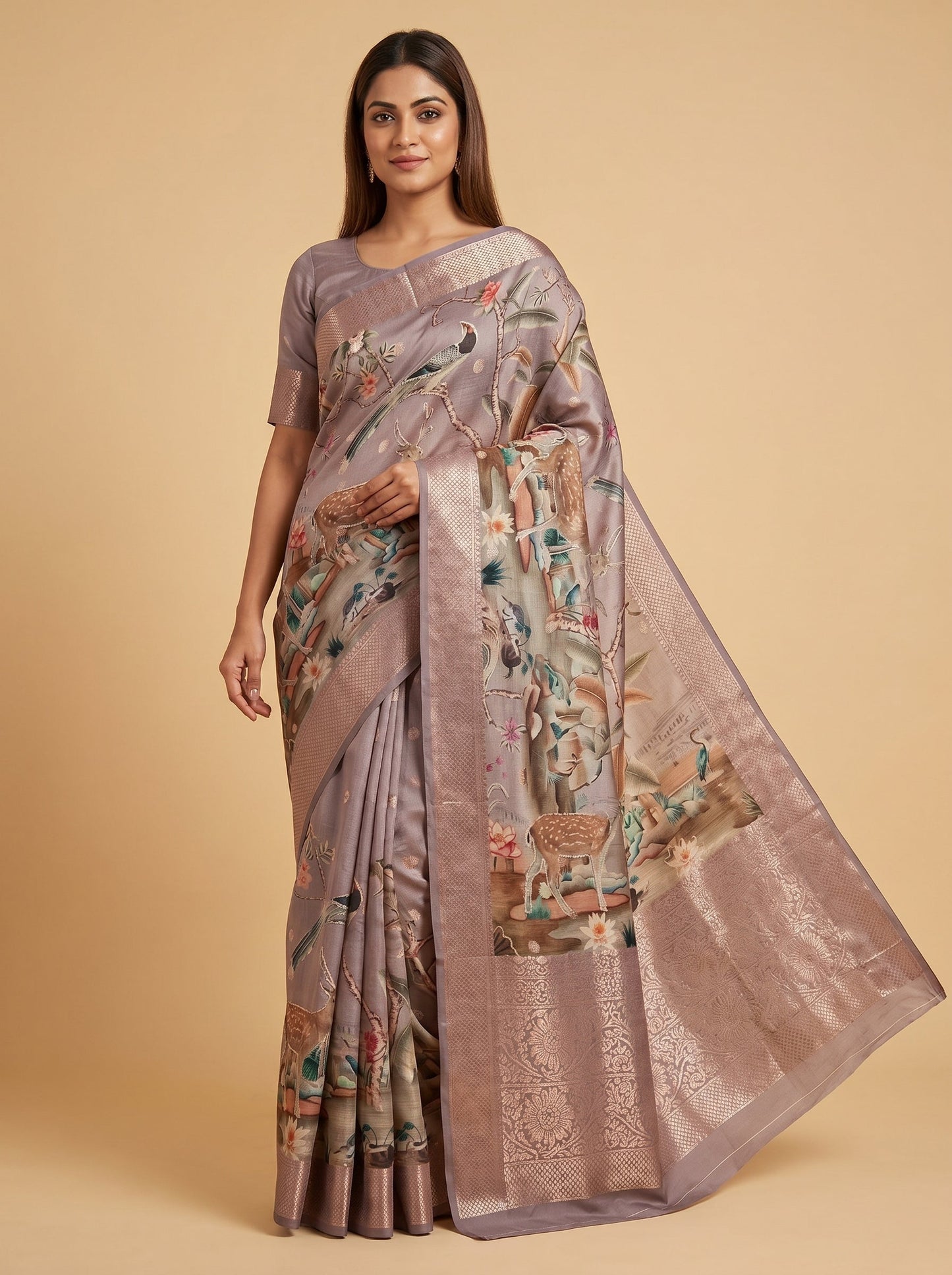 Lavender Airy Print Saree