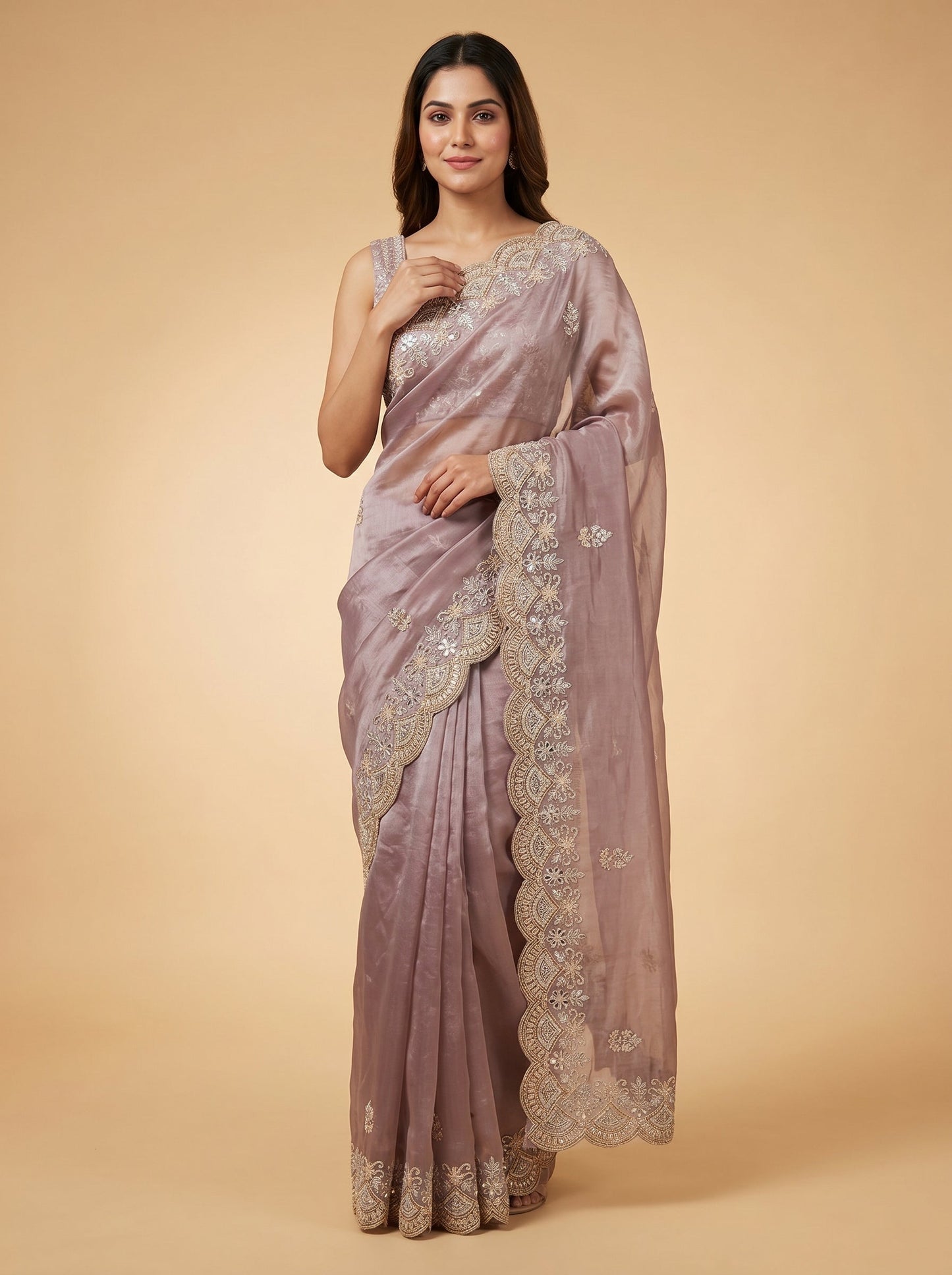 Lavender Charm Embroidered Saree
