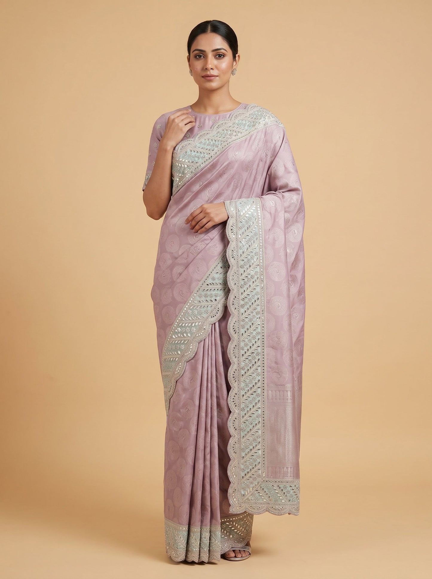 Lavender Dew Embroidered Saree