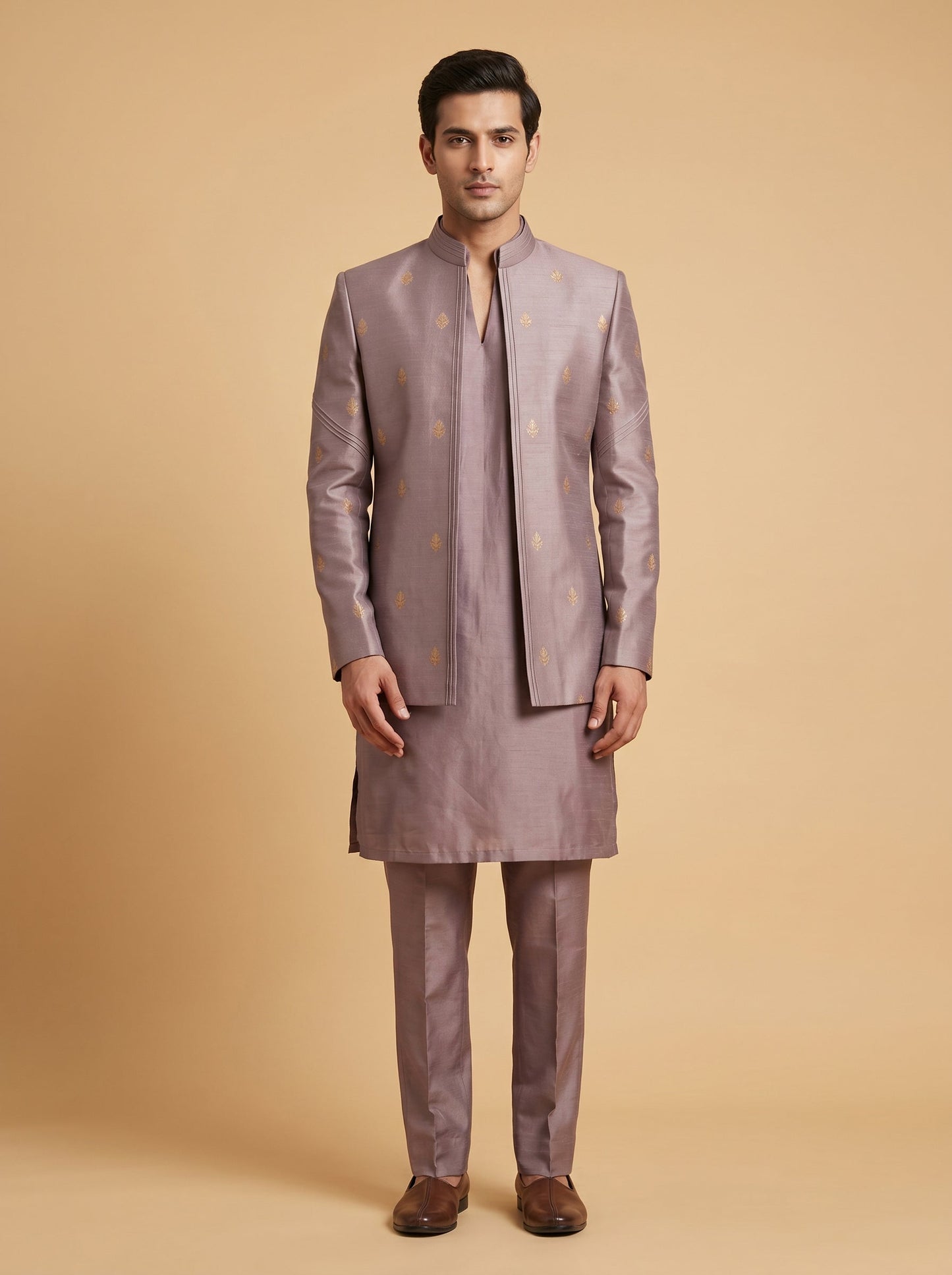 Lavender Elegant Jacket Kurta Set