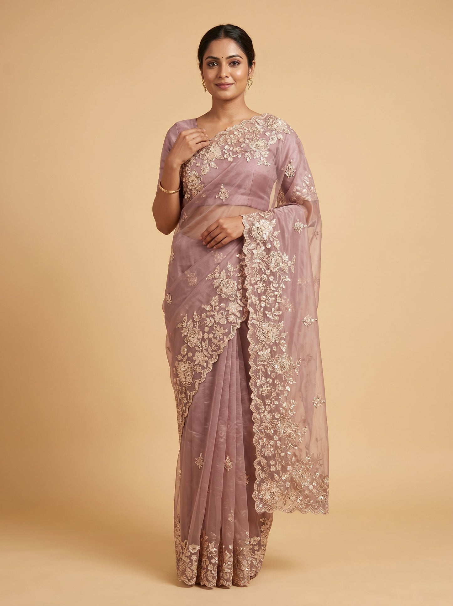Lavender Embroidered Saree with Dream Finish