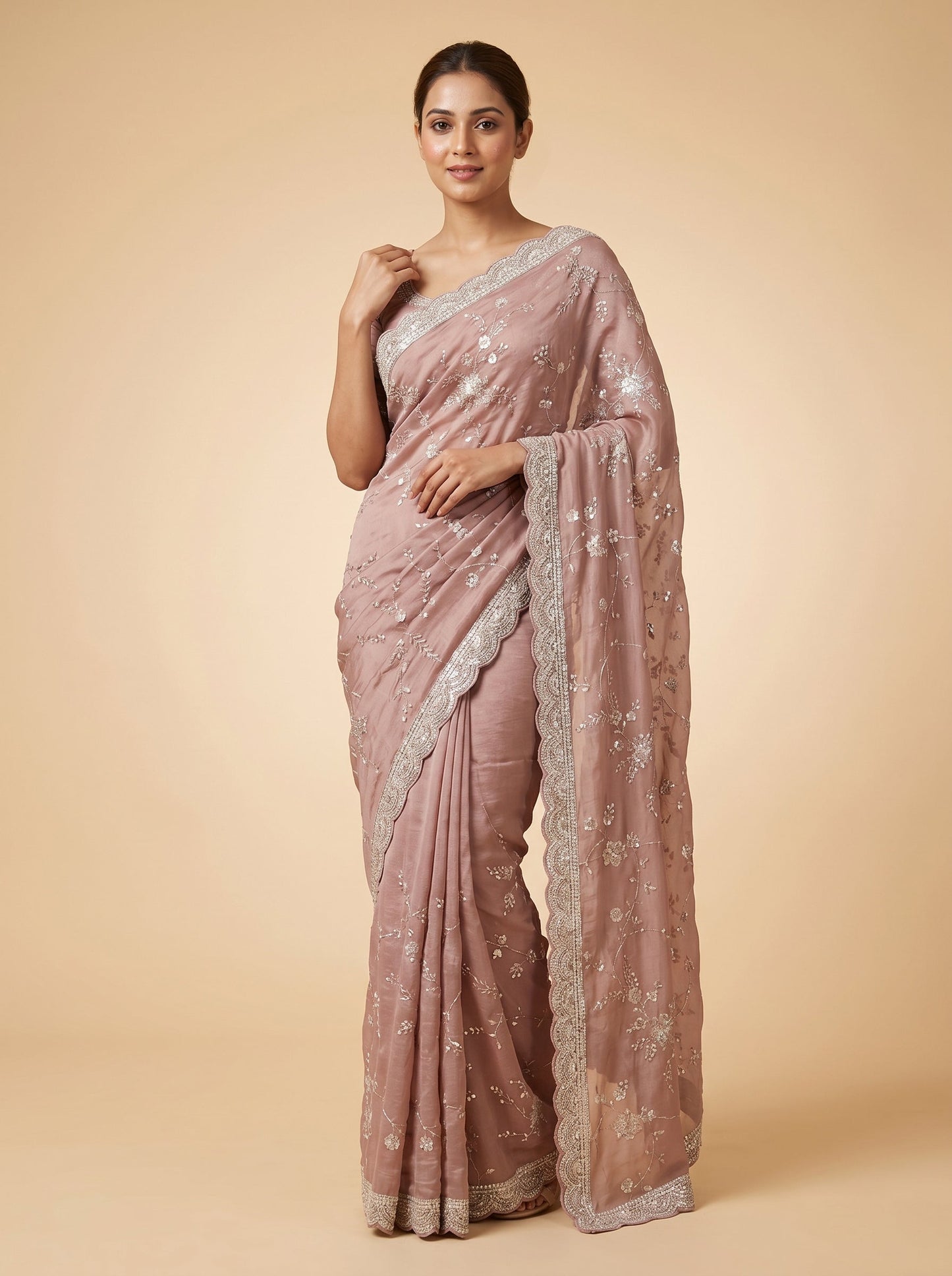 Lavender Light Embroidered Saree