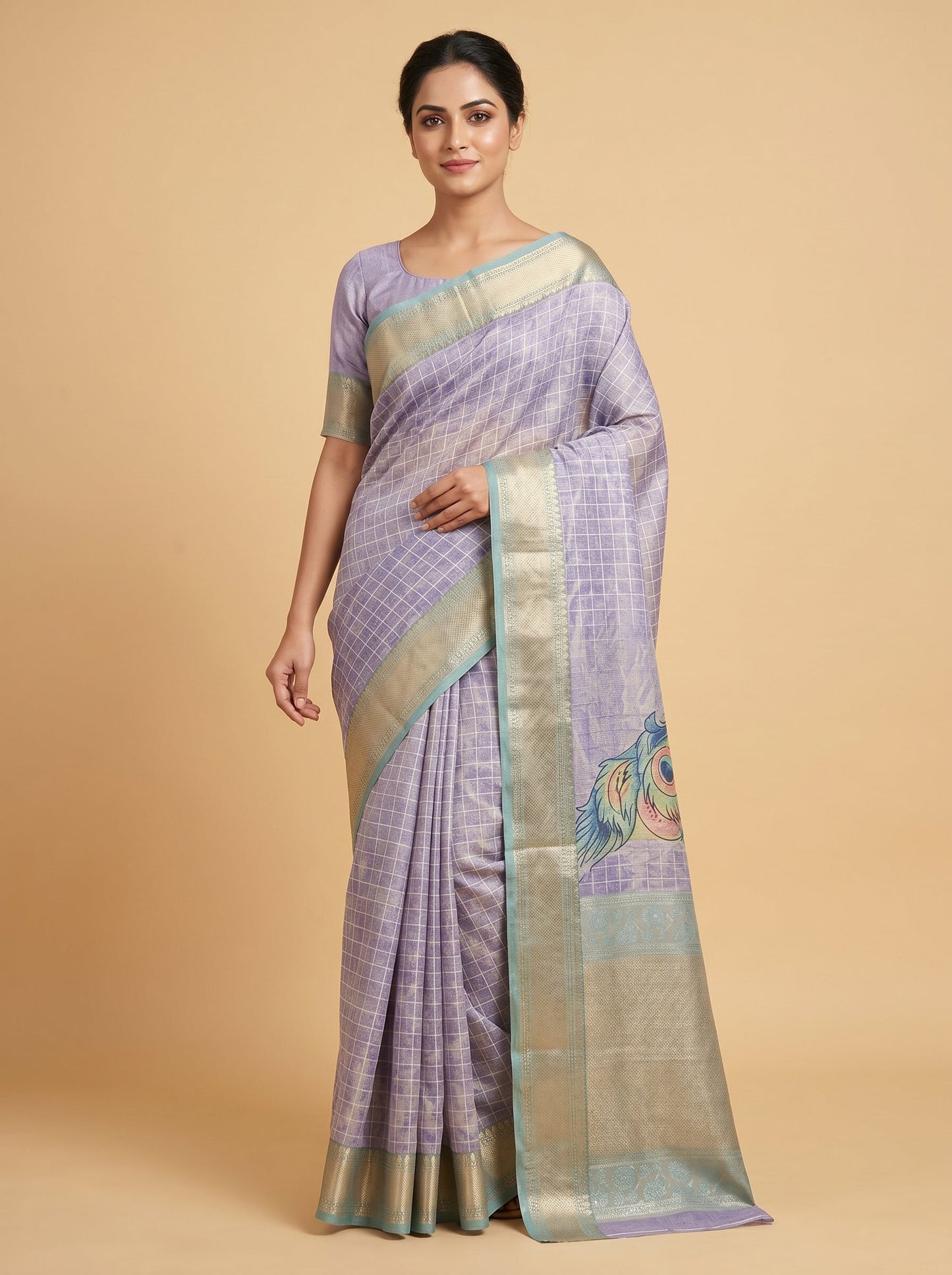 Lavender Lilac Weave Handloom Saree