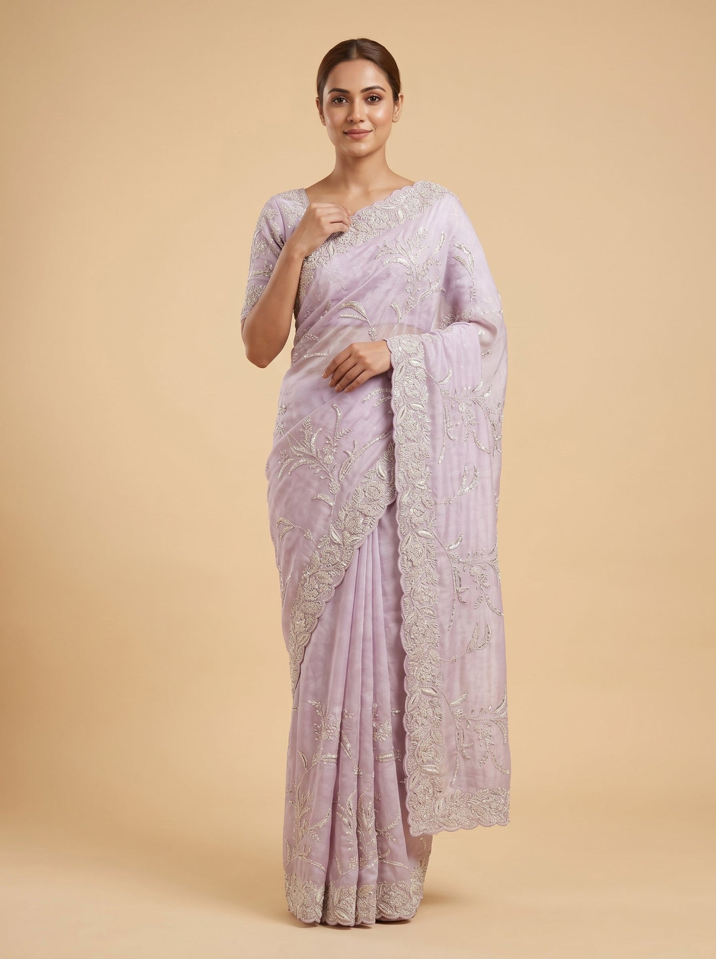 Lavender Soft Charm Embroidered Saree
