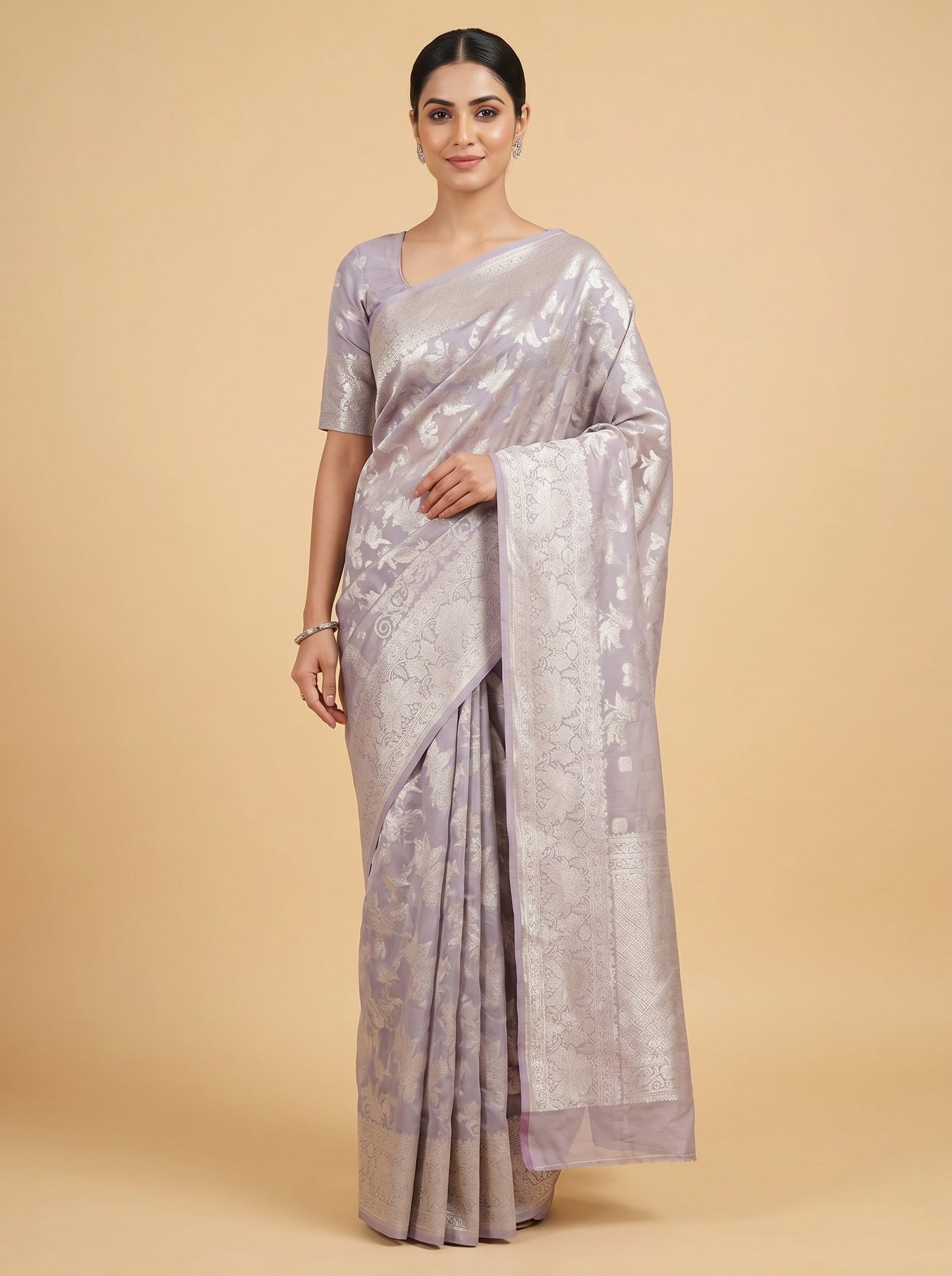 Lavender Silken Soft Handloom Saree