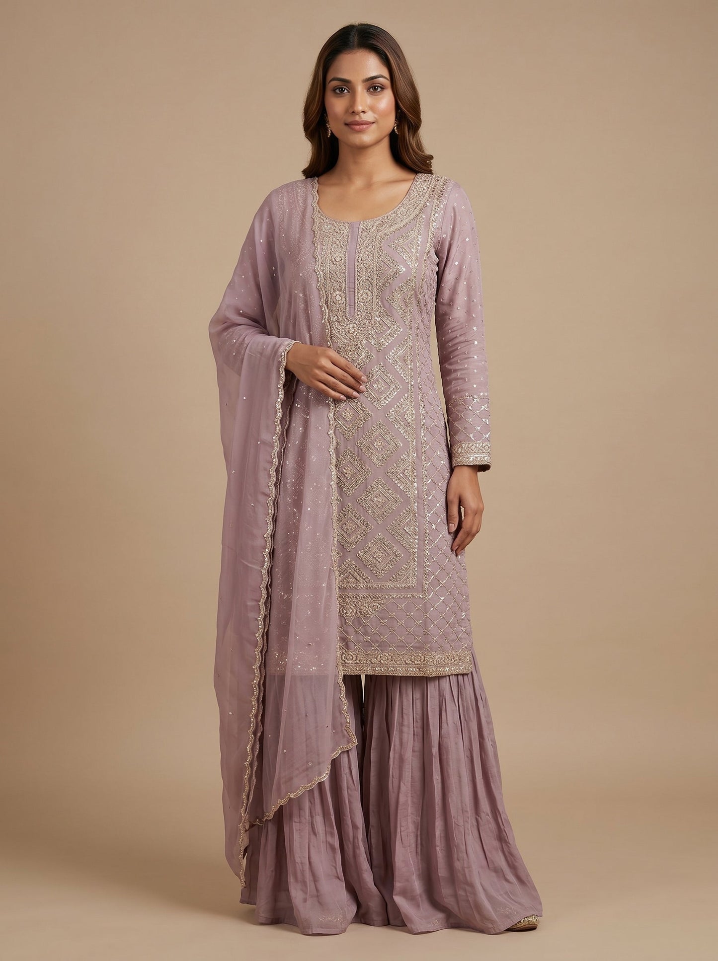 Lavender Veil Sharara Set