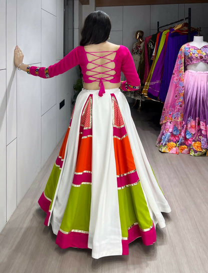 Yash Enterprise Multicolor Rayon Cotton Embroidery Semi Stitched Navratri Chaniya Choli