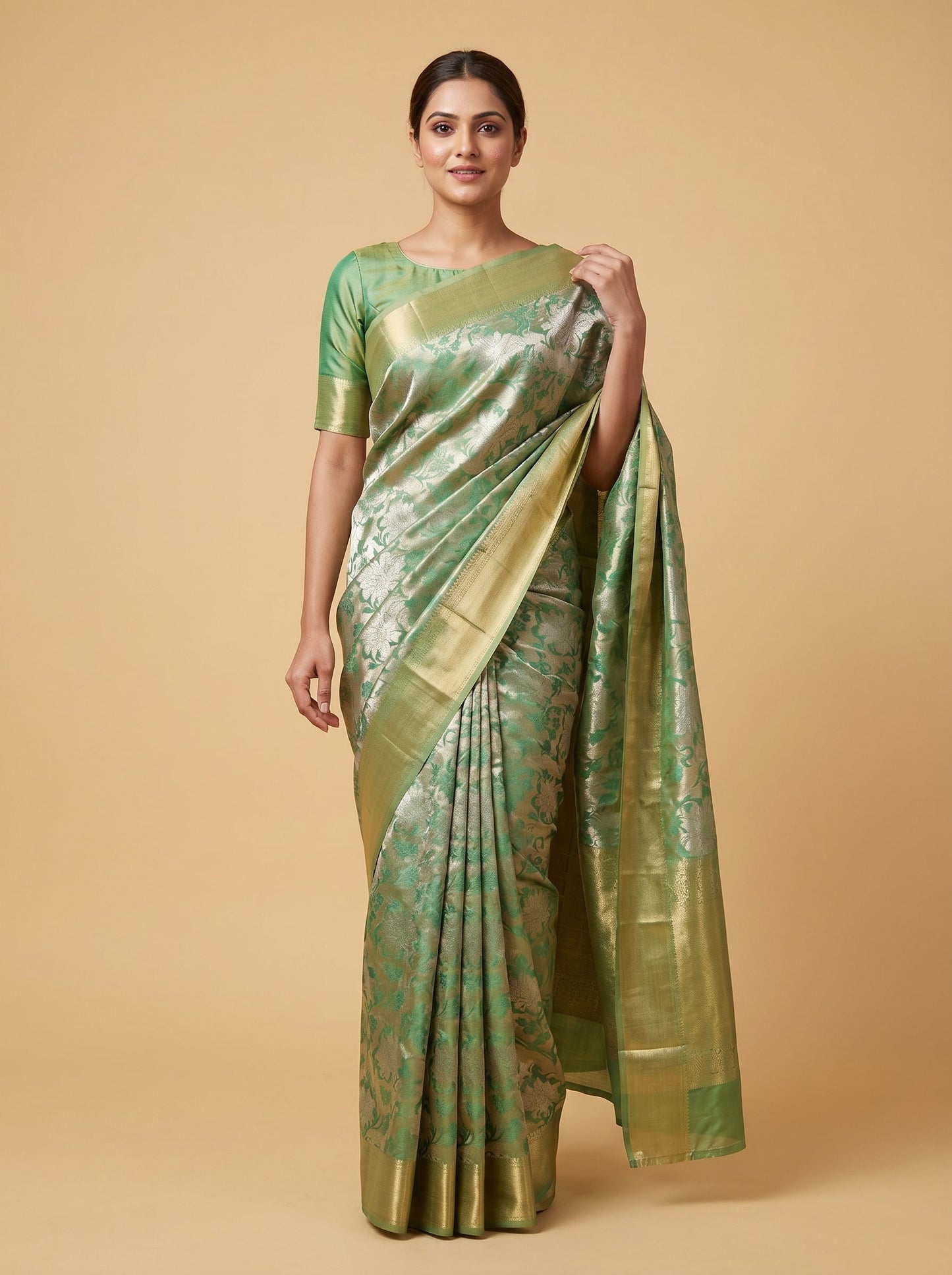 Leafy Green Handloom Saree