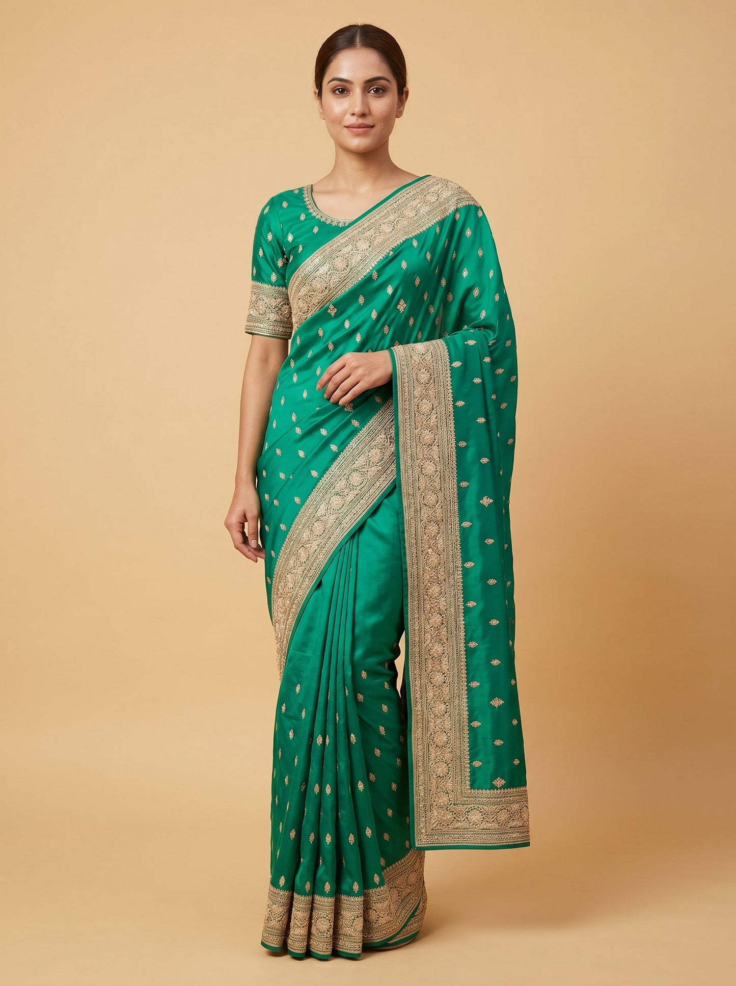 Leafy Verdant Glow Saree