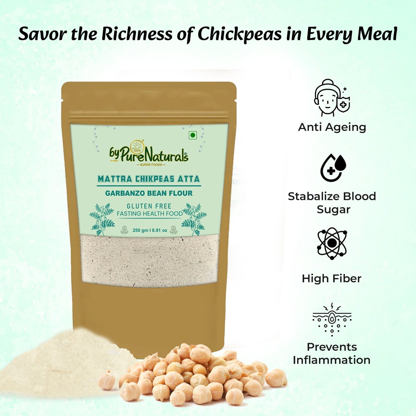 byPureNaturals Mattra Chikpeas Atta (Garbanzo Bean Flour)