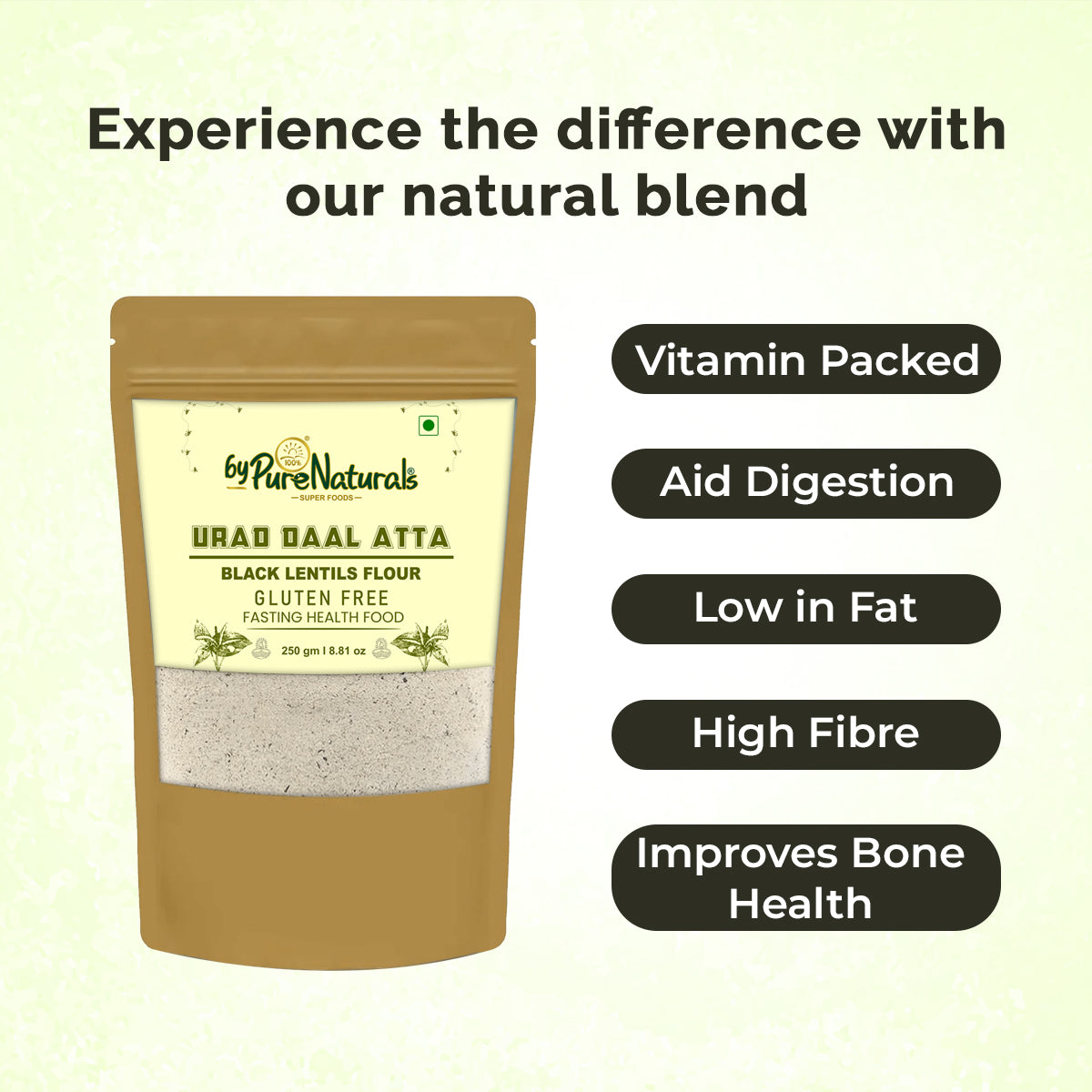 byPureNaturals Urad Daal Atta (Black Lentils Flour)