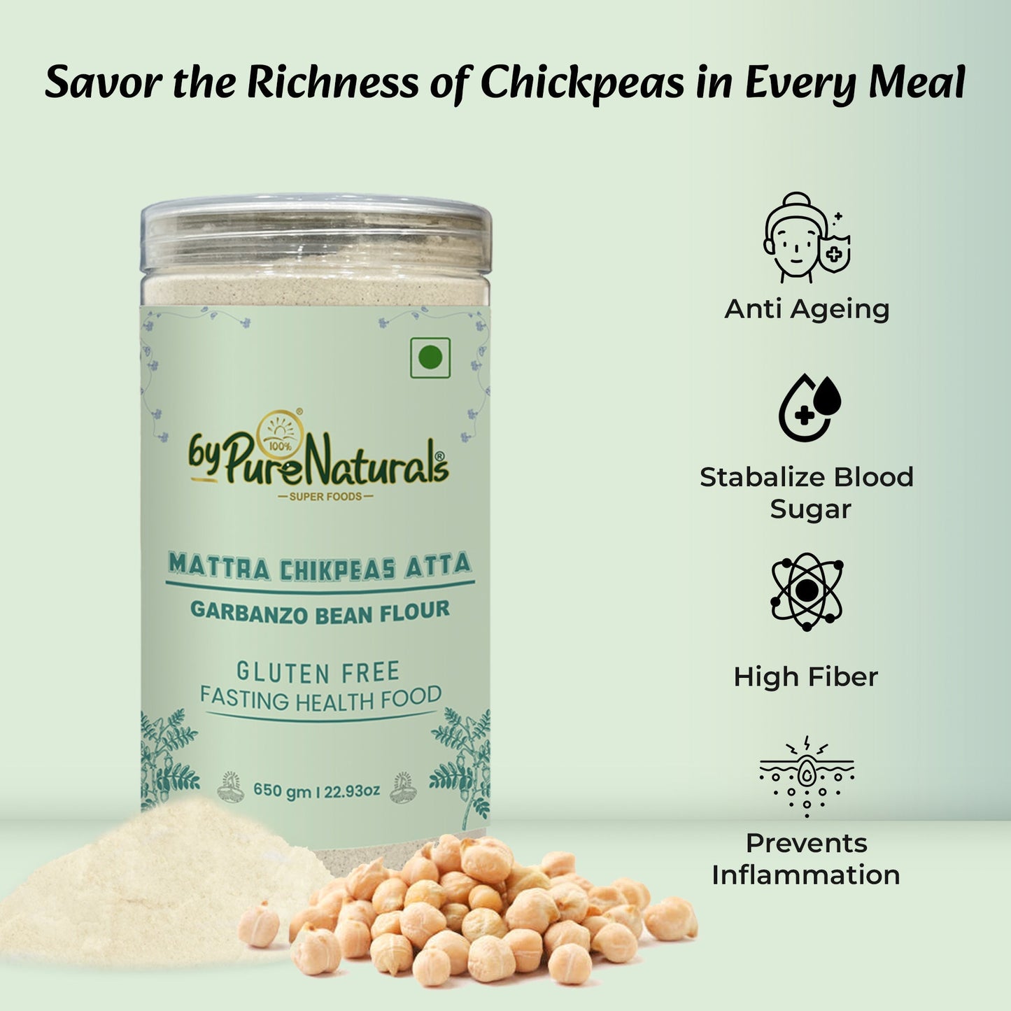 byPureNaturals Mattra Chikpeas Atta (Garbanzo Bean Flour)