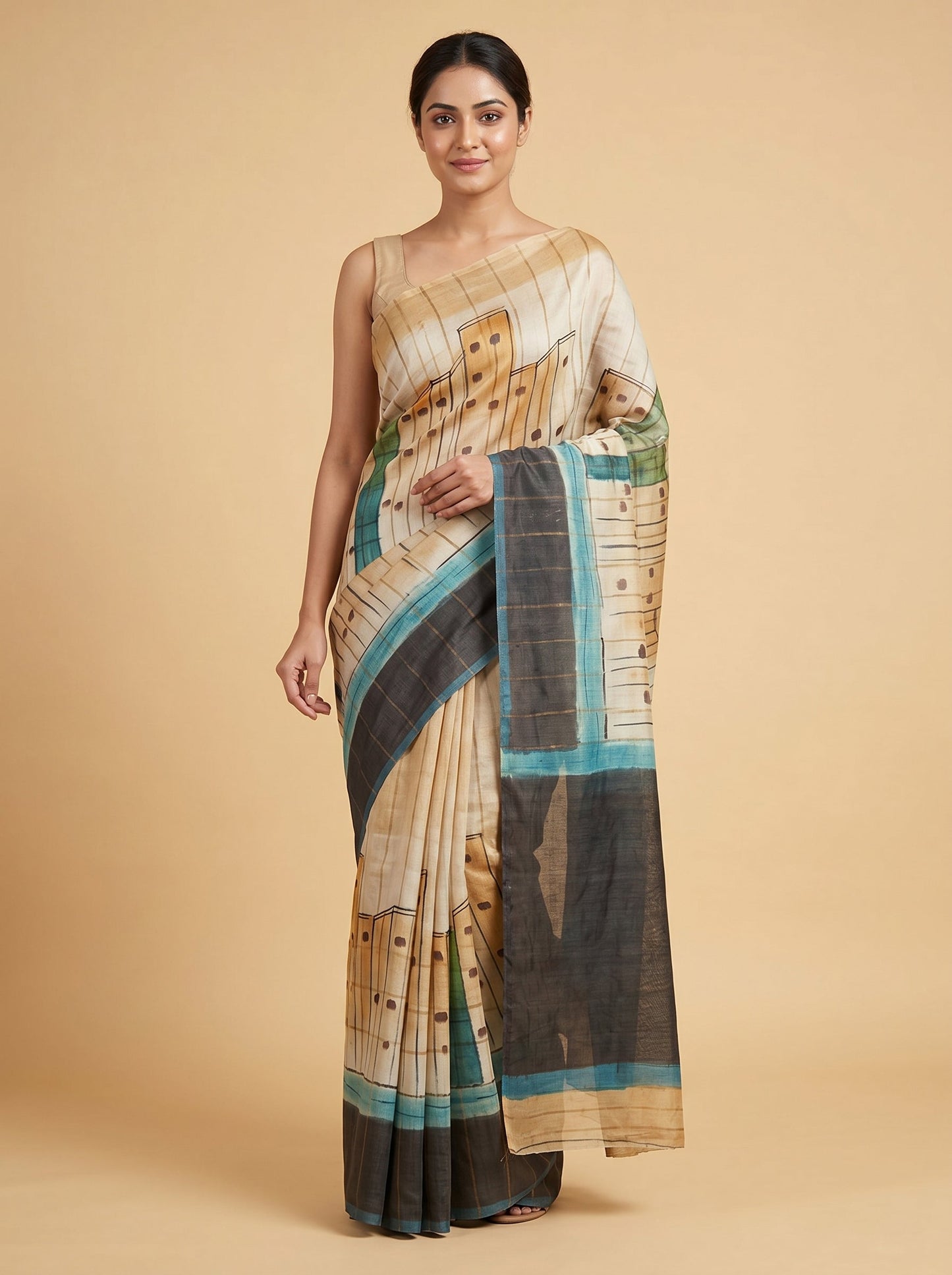 Light Brown Soft Grain Handloom Saree