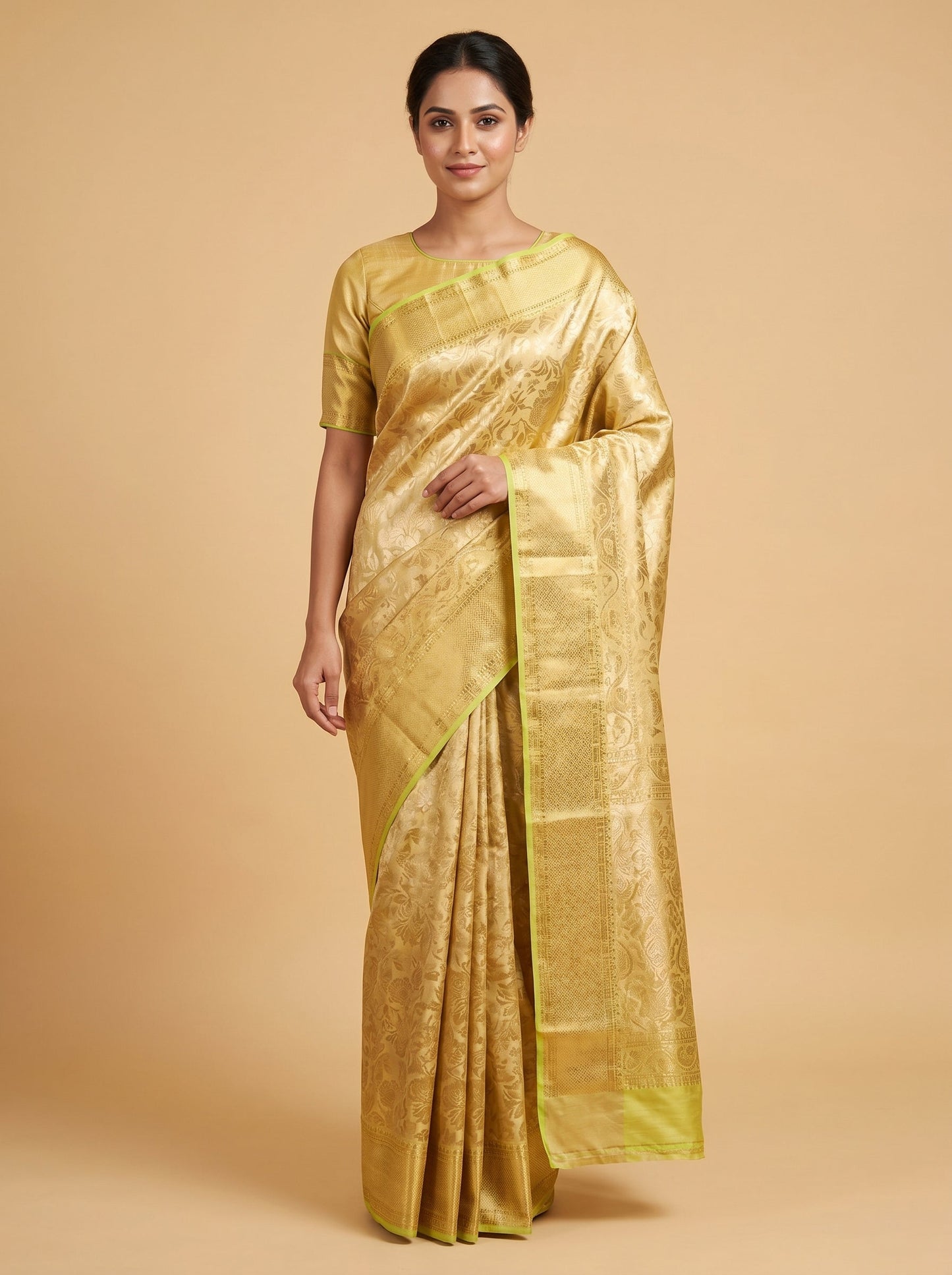 Light Gold Elegant Handloom Saree