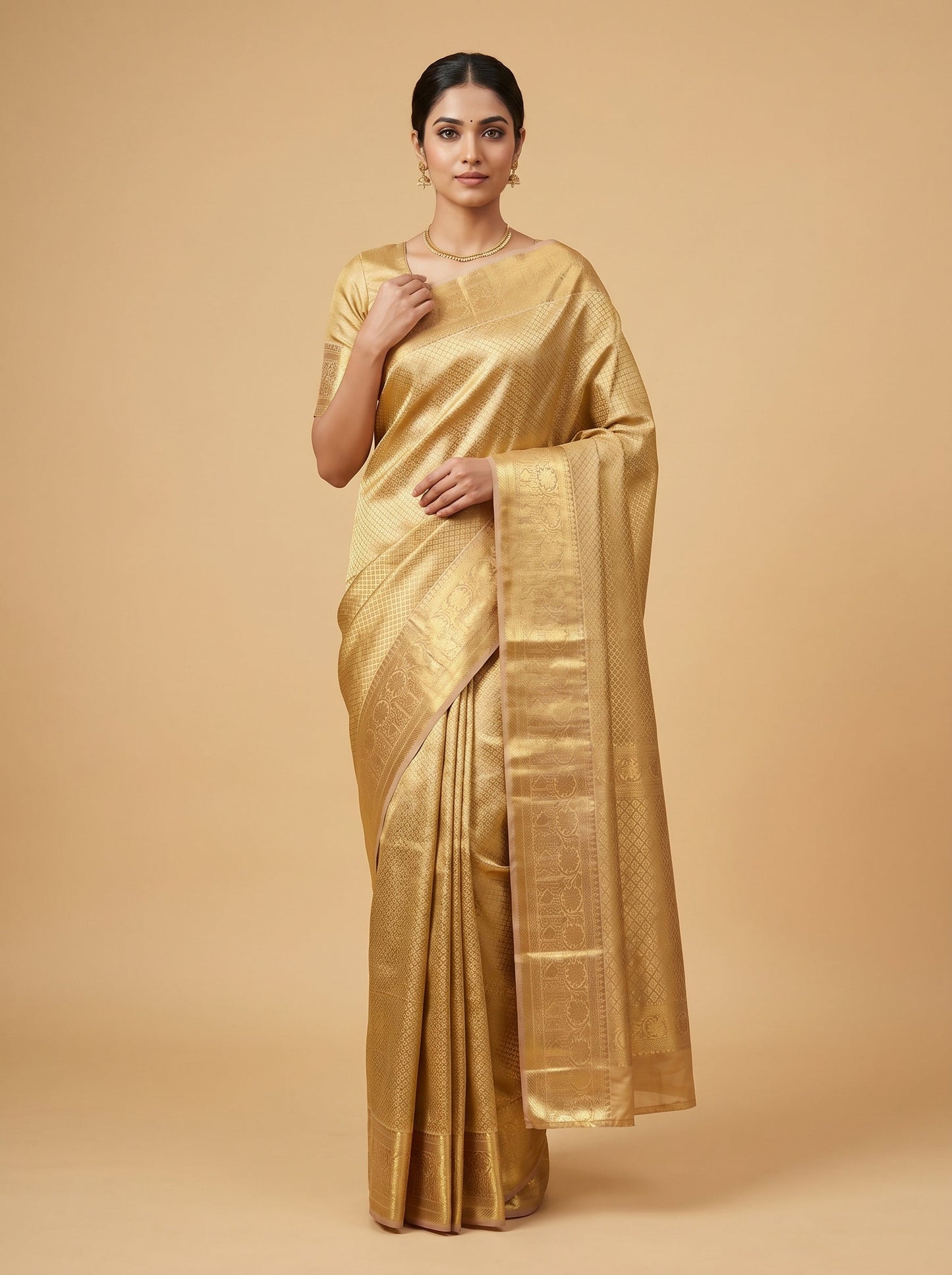 Light Gold Subtle Handloom Saree
