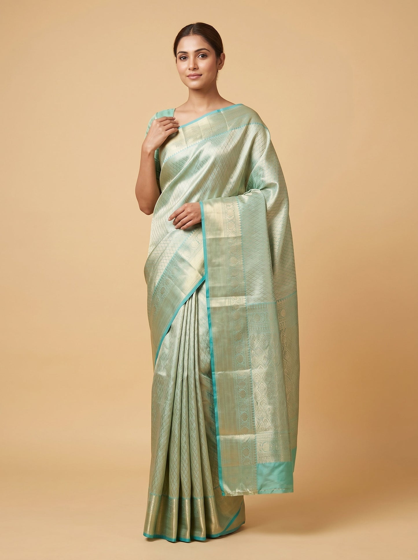 Light Green Spring Hint Handloom Saree