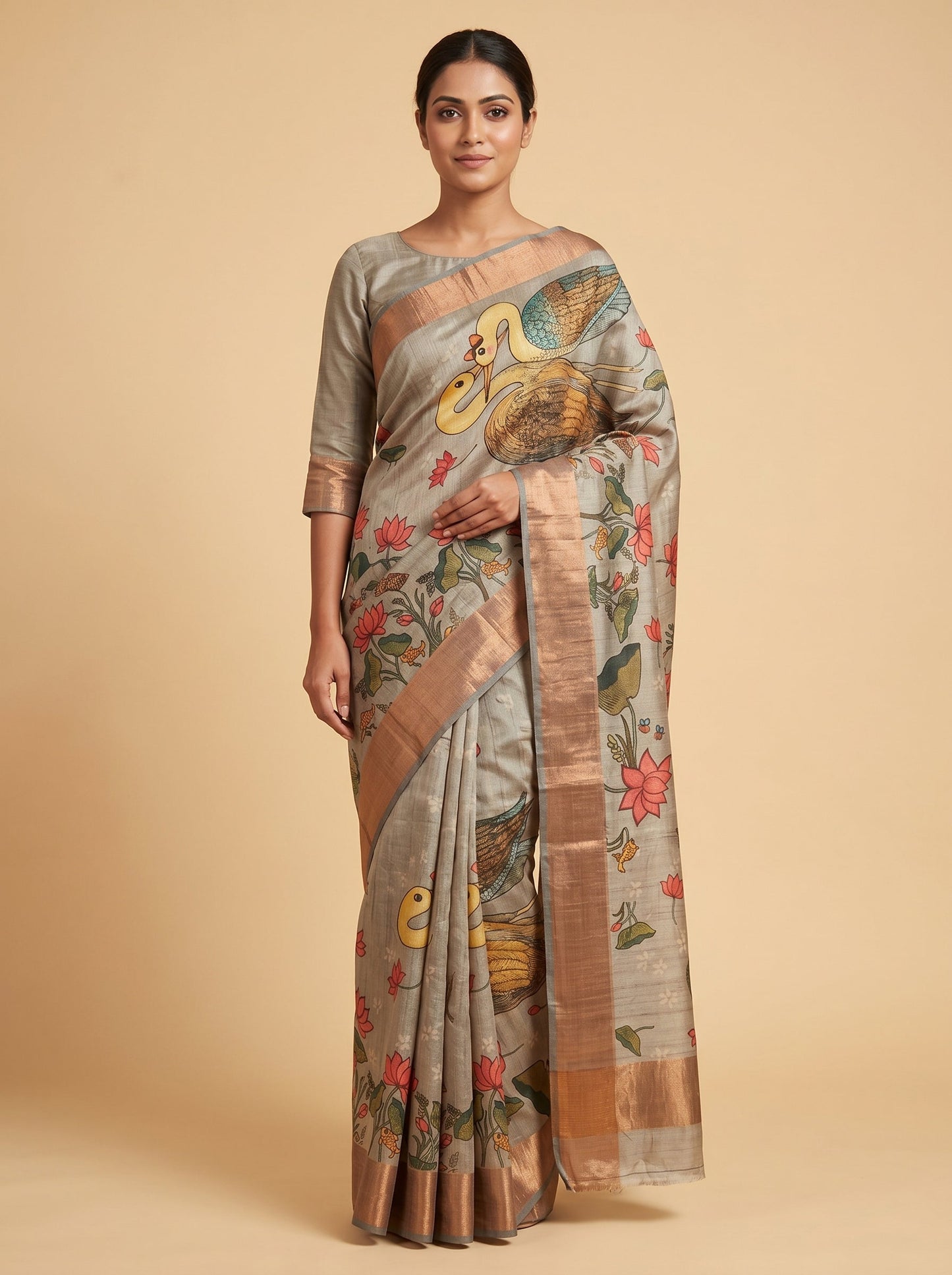 Light Grey Modern Handloom Saree