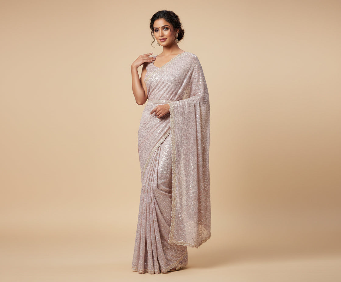 Light Lavender Breezy Embroidered Saree
