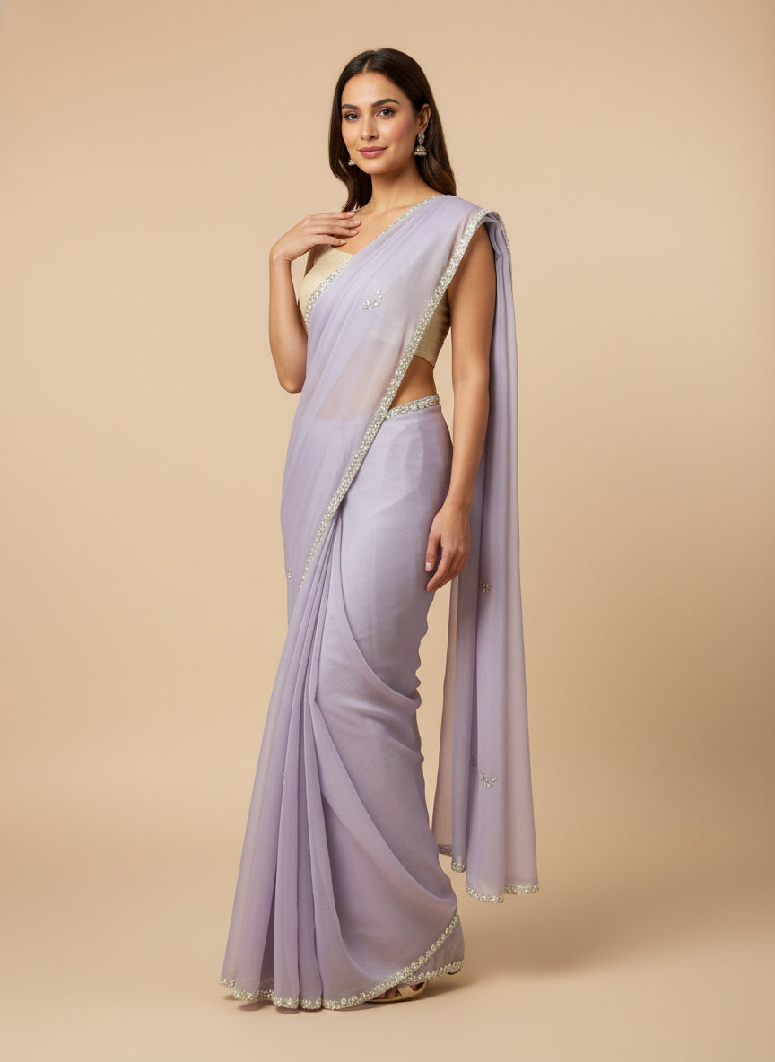 Light Lavender Ethereal Embroidered Saree