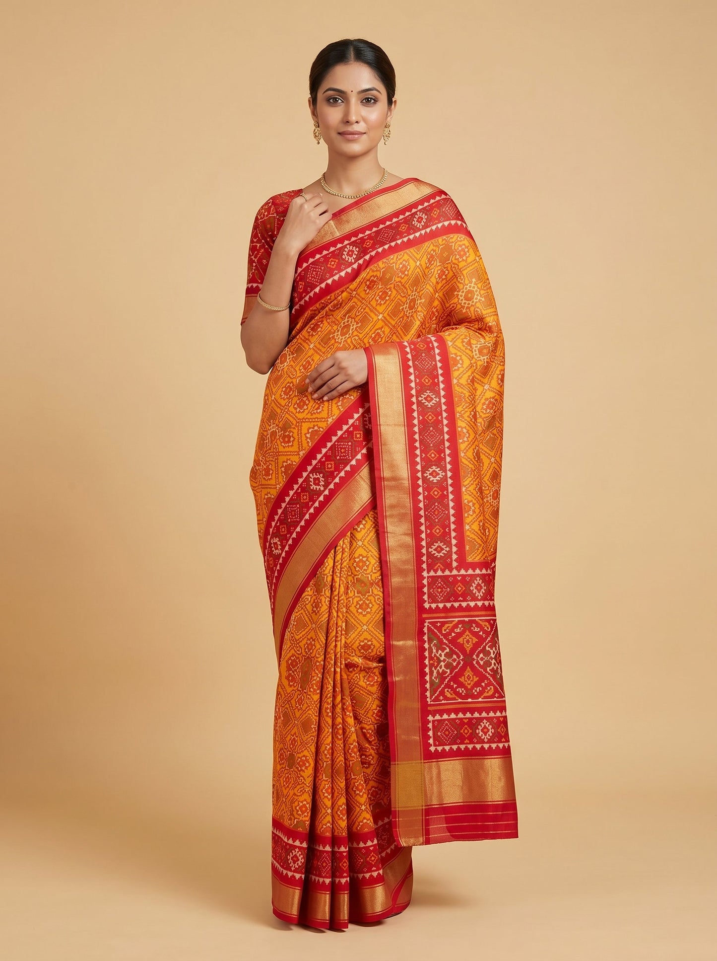 Light Orange Soft Loom Handloom Saree