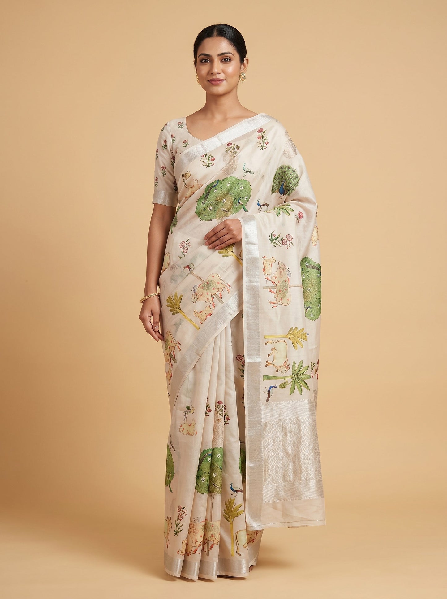 Light Peach Blush Flow Handloom Saree