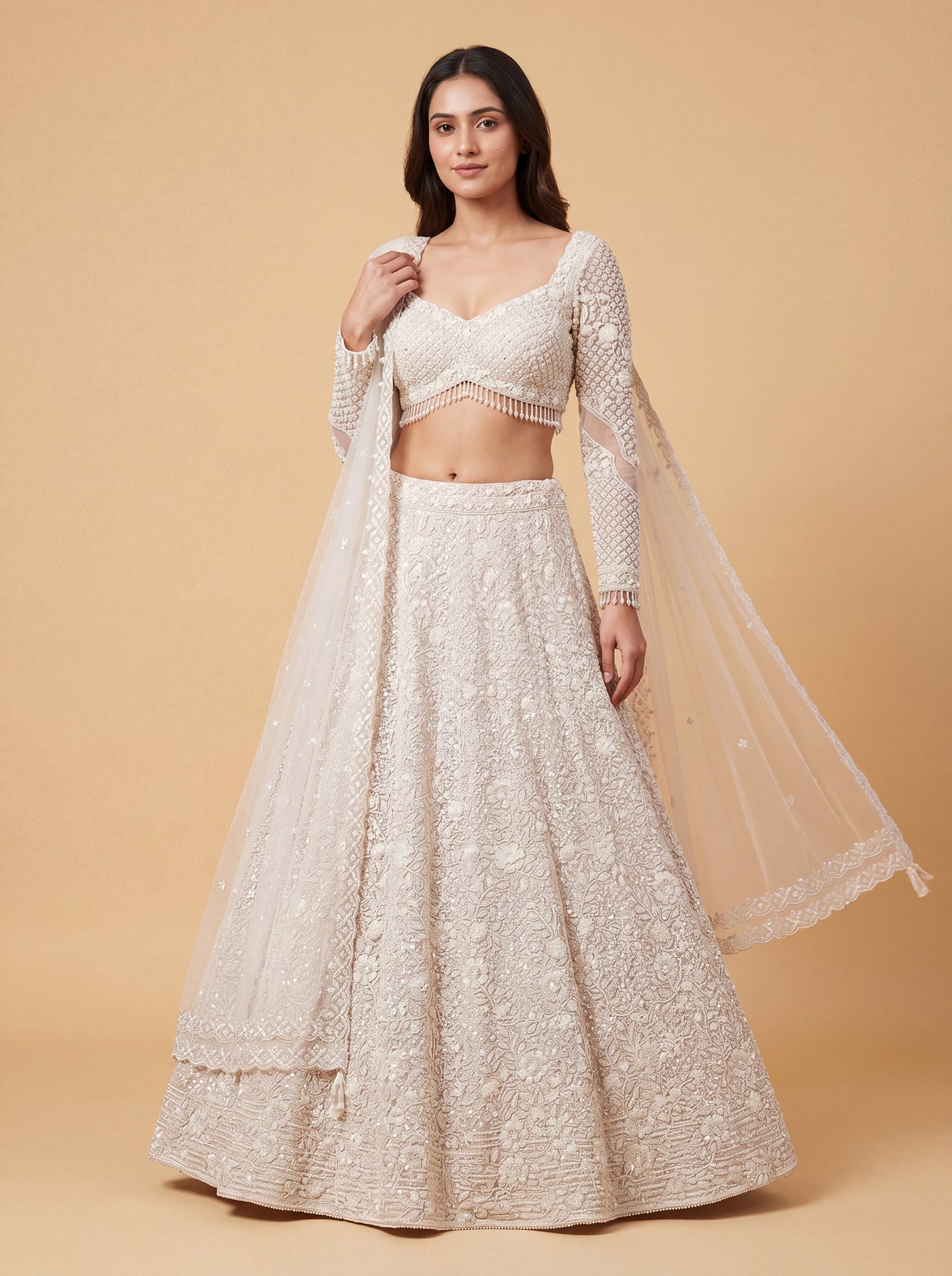 Light Pink Bridal Contemporary Pastel Lehenga
