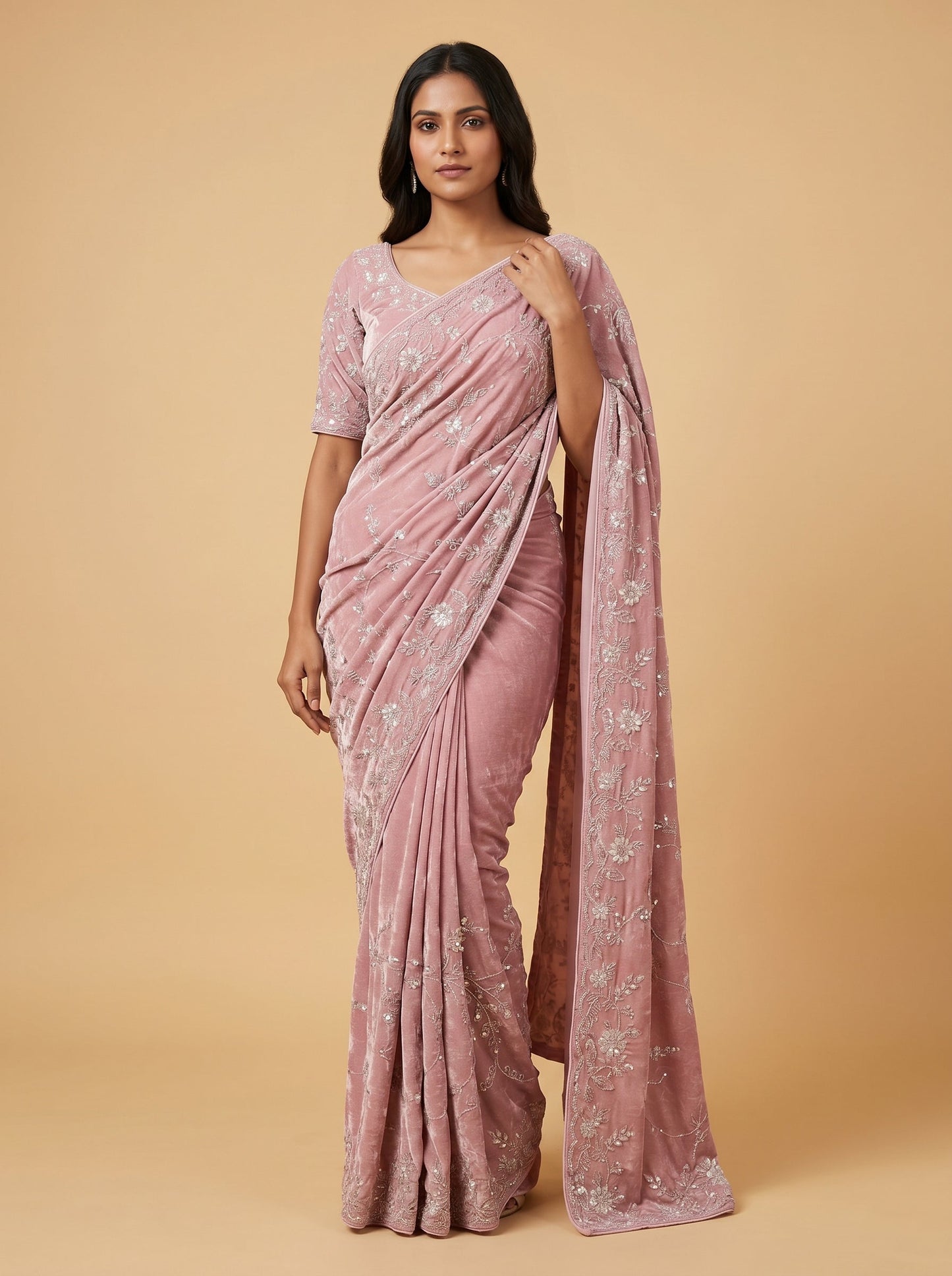 Light Pink Petal Soft Embroidered Saree