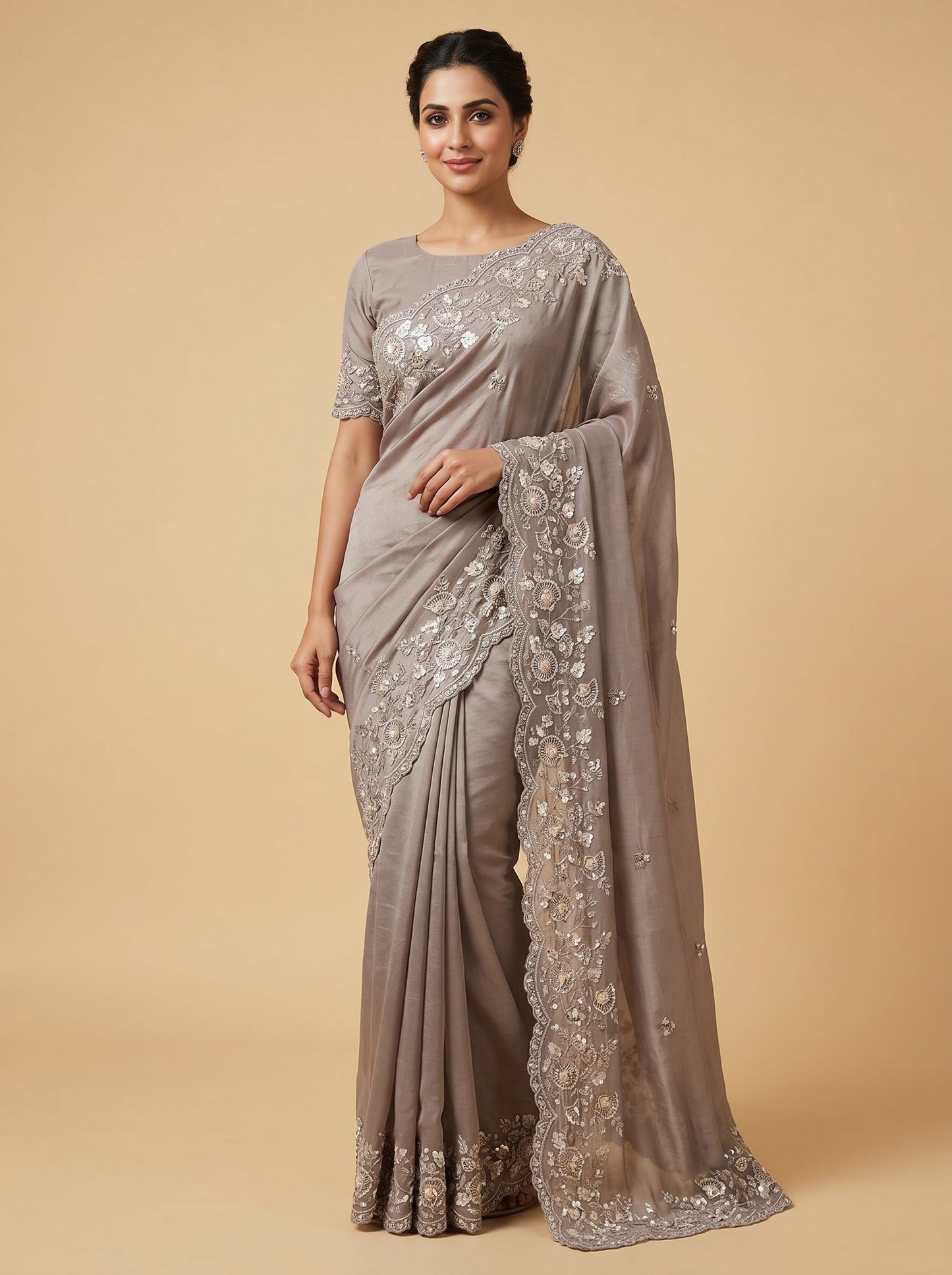 Light Purple Dream Tint Embroidered Saree